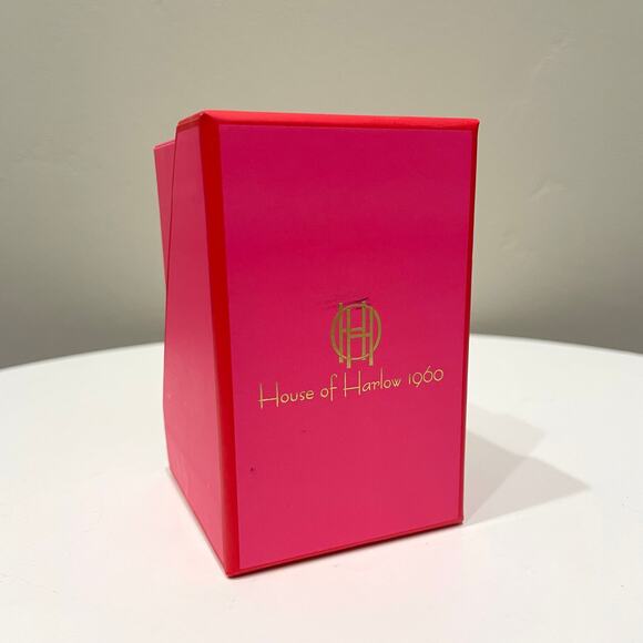 NEW House of Harlow 1960 Gold Tone Hoop Earrings with Brass and Glass Stones - Picture 4 of 5